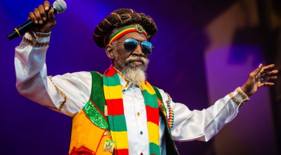 Reggae singer Bunny Wailer is on stage