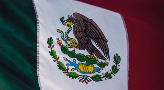 A close up of the flag of Mexico